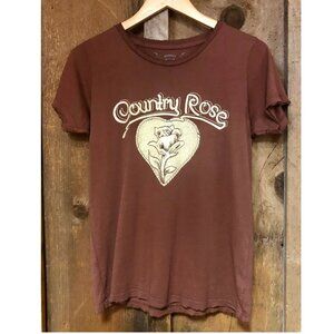 Bandit Brand Country Rose Distressed Graphic T-Shirt Size Small Western Cowgirl